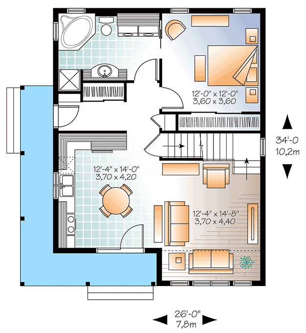 Plan 22356DR: Cottage House Plan With Expansion - Floor Plan - Main Level - Cottage, Country, Vacation