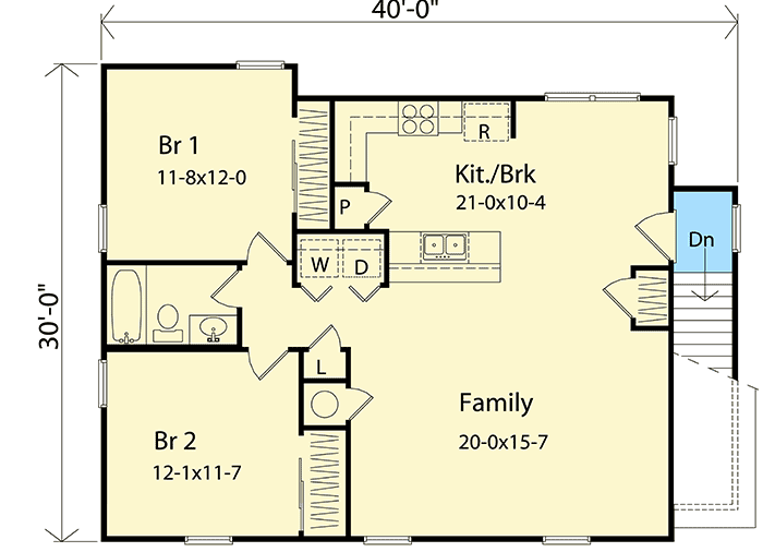 Plan 2236SL: 936 Sq Ft Detached 3-Car Garage Plan with 1032 Sq Ft Apartment Above - Floor Plan - 2nd Floor - Carriage, Traditional