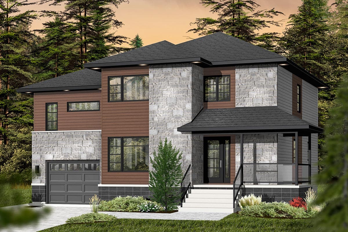 Plan 22361DR: 4 Bed Contemporary Split Level Home Plan - Image #4 - Contemporary, Modern, Northwest