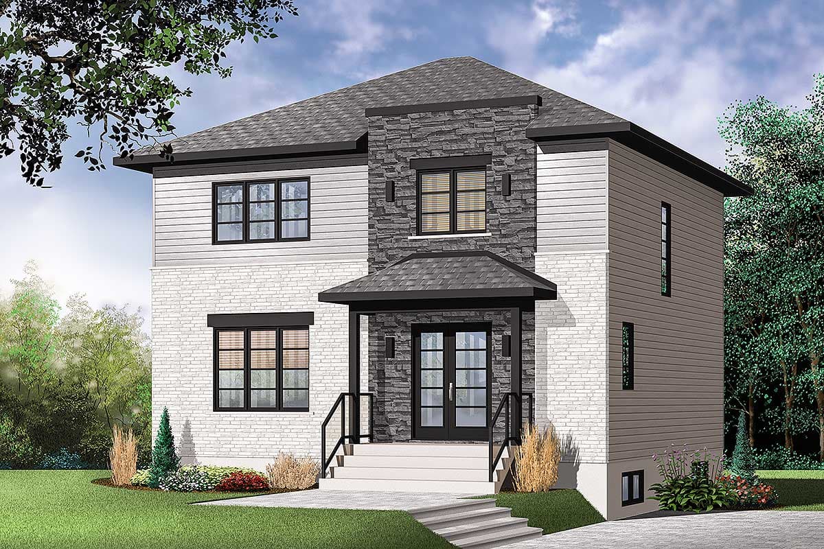 Plan 22365DR: Contemporary House Plan with Unfinished Basement - Image #4 - Contemporary, Northwest