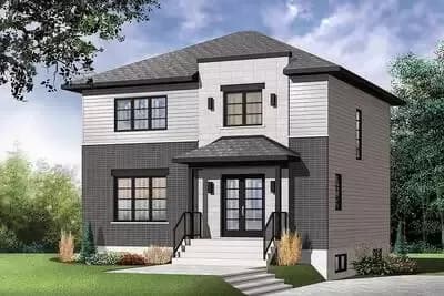 Contemporary House Plan with Unfinished Basement