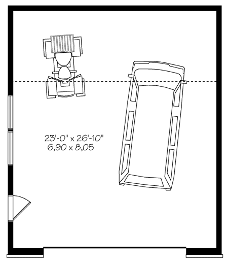 Plan 22372DR: Detached 2-Car GarageWith Hip Roof - Floor Plan - Main Level