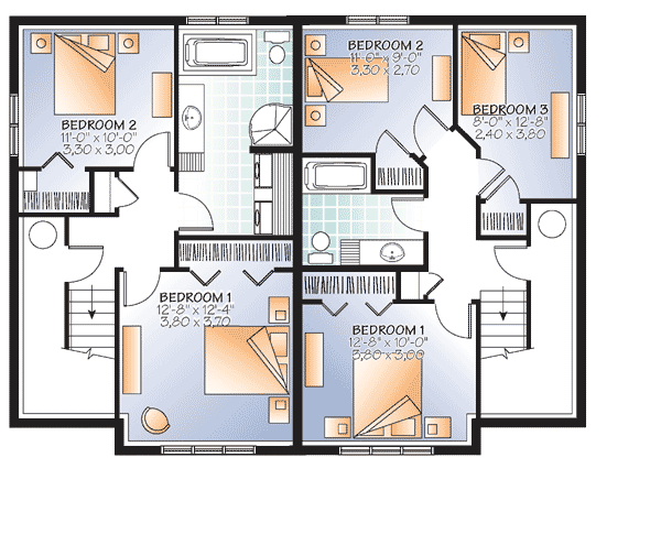 Plan 22374DR: Versatile Semi-Detached Home Plan - Floor Plan - Basement - Traditional