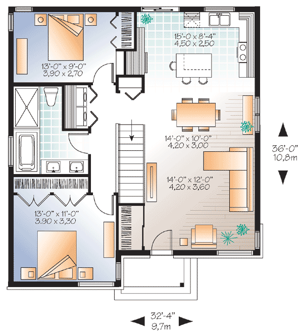 Plan 22376DR: Contemporary Ranch House Plan - Floor Plan - Main Level - Contemporary, Northwest, Ranch