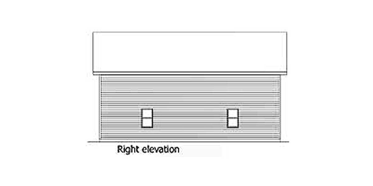 Right elevation drawing of a house with two windows and horizontal siding.
