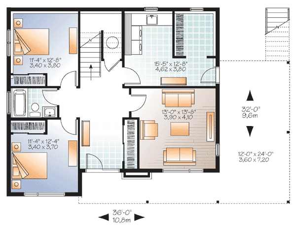 Plan 22391DR: House Plan With L-Shaped Deck - Floor Plan - Main Level - Contemporary, Northwest