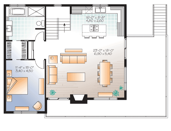 Plan 22391DR: House Plan With L-Shaped Deck - Floor Plan - 2nd Floor - Contemporary, Northwest