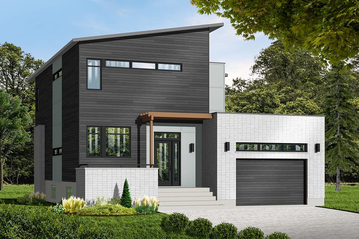 Plan 22392DR: Contemporary House Plan with Sunken Foyer - Image #4 - Contemporary, Modern