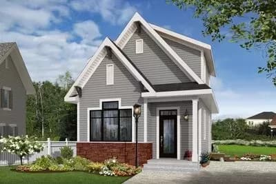 Country Cottage Plan with Main Level Master and Two More Beds on Second Level - 943 Sq Ft