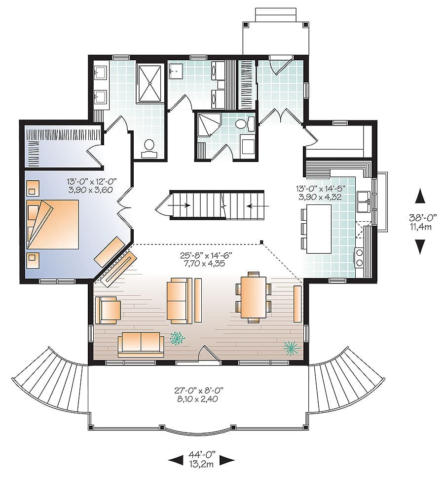 Plan 22407DR: Charming Country Cottage - Floor Plan - Main Level - Cottage, Traditional