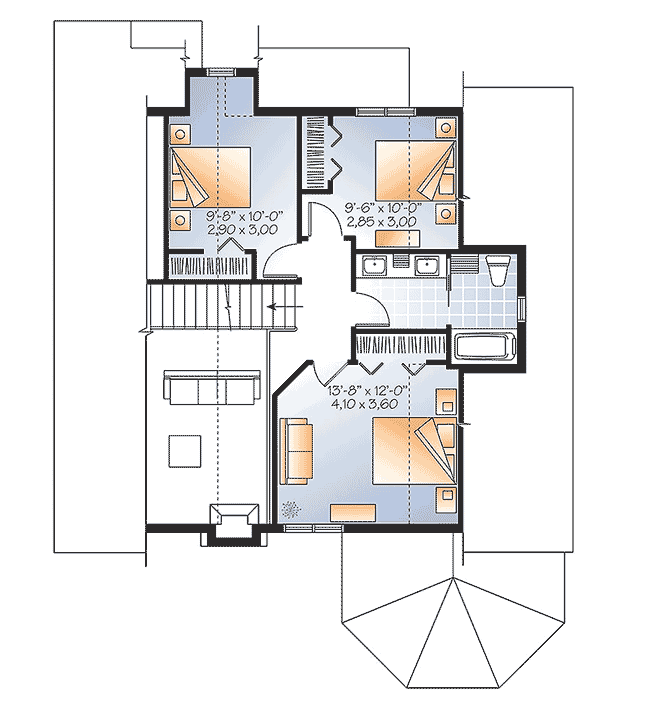 Plan 22408DR: Compact Traditional House Plan with Sun Room - Floor Plan - 2nd Floor - Traditional