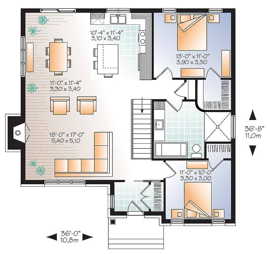 Plan 22416DR: Well-Planned Traditional House Plan - Floor Plan - Main Level - Ranch, Traditional