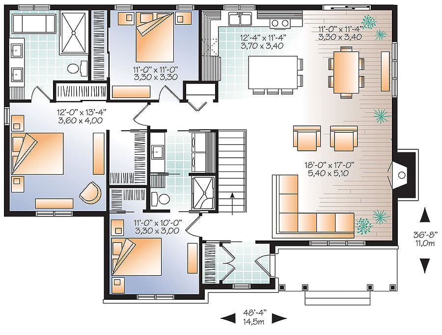 Plan 22418DR: Well-Planned Traditional House Plan - Floor Plan - Main Level - Ranch, Traditional