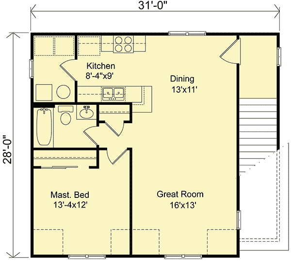 Plan 2242SL: Two Car Garage Apartment - Floor Plan - 2nd Floor - Carriage