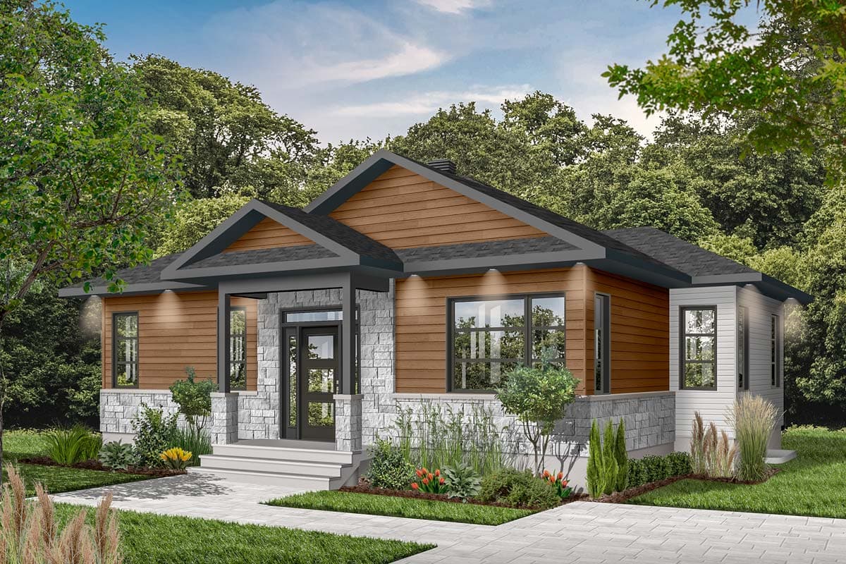 Plan 22421DR: Two Bedroom Rustic Cottage House Plan - 1146 Sq Ft - Image #5 - Northwest, Vacation
