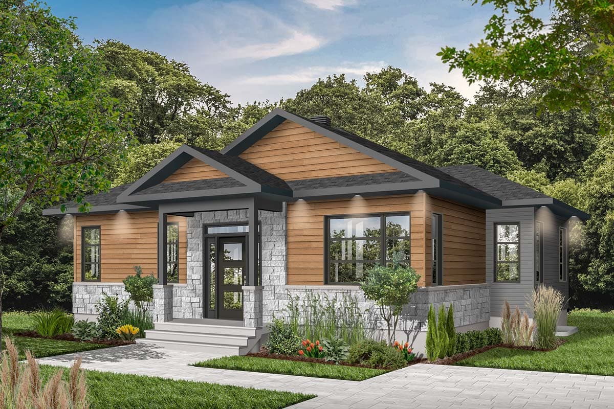 Plan 22421DR: Two Bedroom Rustic Cottage House Plan - 1146 Sq Ft - Image #4 - Northwest, Vacation