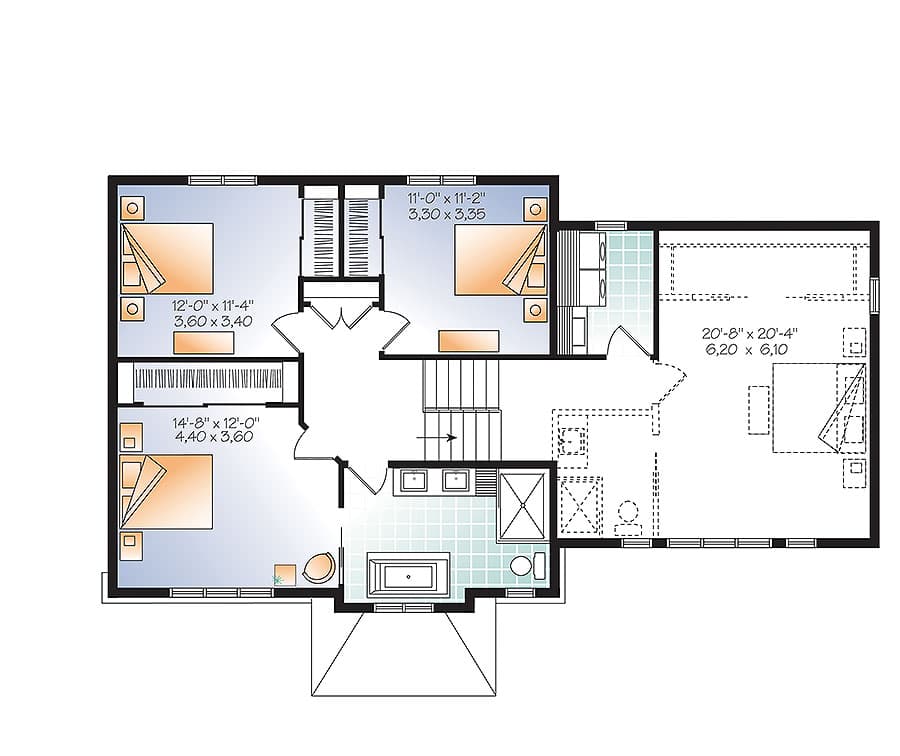 Plan 22439DR: Option for a Fourth Bedroom or Media Room - Floor Plan - 2nd Floor - Northwest, Traditional