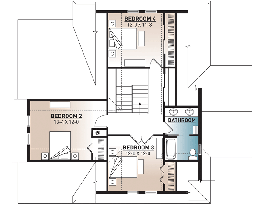 Plan 22440DR: Mountain House Plan with Wraparound Deck - 2340 Sq Ft - Floor Plan - 2nd Floor - Craftsman, Mountain, Northwest, Rustic, Vacation