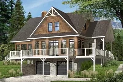 Mountain House Plan with Wraparound Deck - 2340 Sq Ft