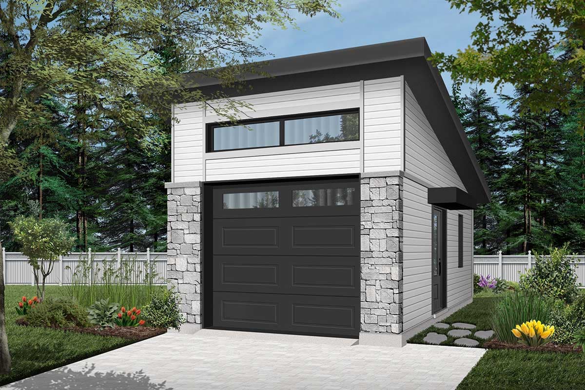 Plan 22446DR: One Car Modern Garage Plan - Image #4