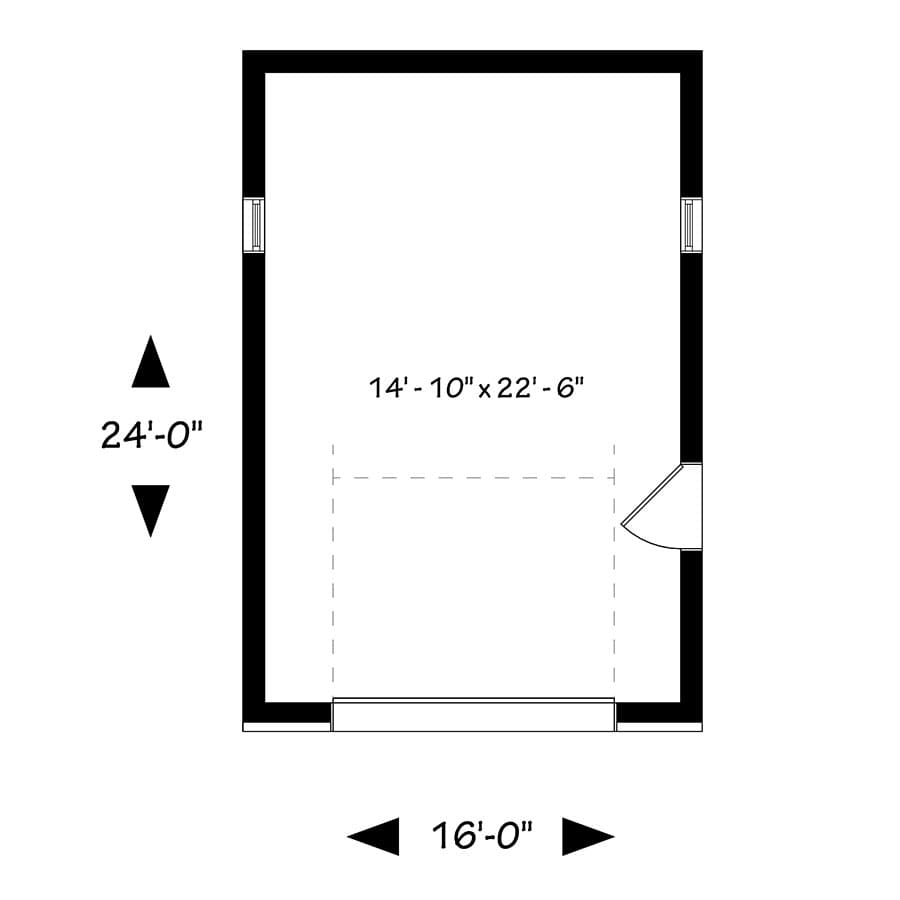 Plan 22446DR: One Car Modern Garage Plan - Floor Plan - Main Level