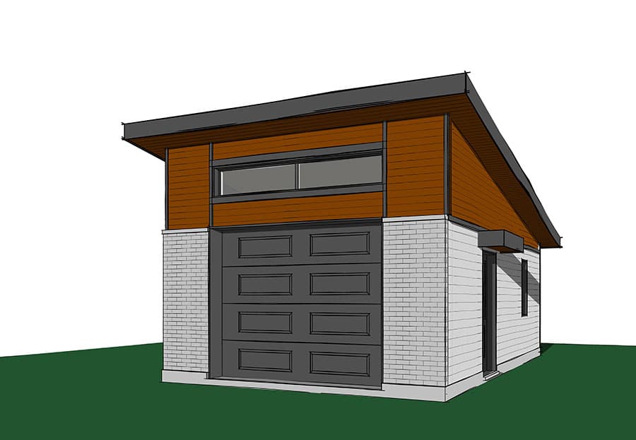 Plan 22446DR: One Car Modern Garage Plan - Image #5