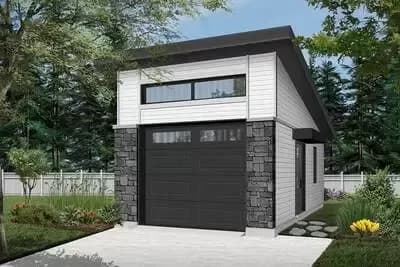 One Car Modern Garage Plan