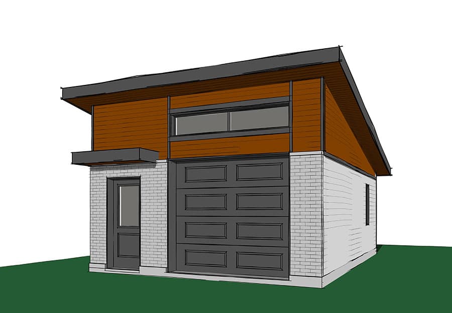 Plan 22447DR: One Car Modern Garage Plan with Man Door - Image #5