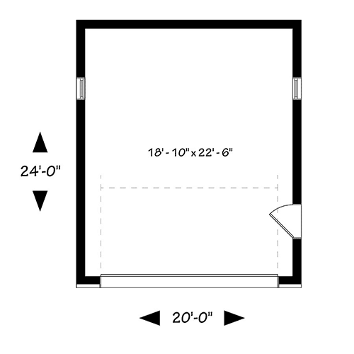 Plan 22448DR: 2 Car Modern Garage Plan - Floor Plan - Main Level