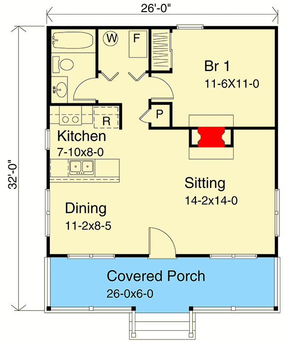 Plan 2253SL: Cozy Country Cabin - Floor Plan - Main Level - Cabin, Cottage, Country, Rustic