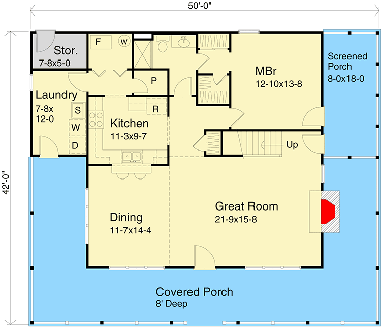 Plan 2257SL: Classic Country House Plan with Wrap Around Porch and Loft - 1879 Sq Ft - Floor Plan - Main Level - Country, Farmhouse, Vacation