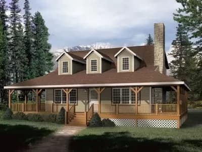 Classic Country House Plan with Wrap Around Porch and Loft - 1879 Sq Ft