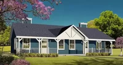 2 Unit Multi-Family Home Plan with Single Bed