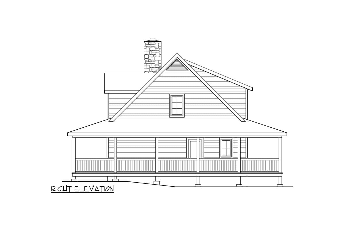 Plan 2286SL: Rustic Cabin House Plan with Wraparound Porch and Main Floor Master - Image #5 - Cabin, Country