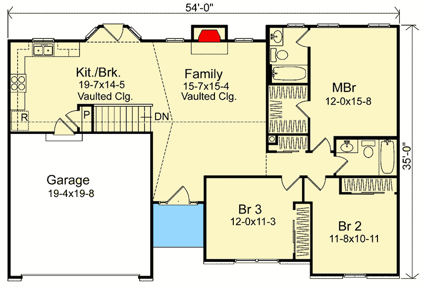 Plan 2296SL: Traditional Ranch Home Plan - Floor Plan - Main Level - Ranch
