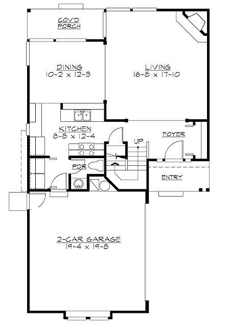 Plan 23002JD: Compact Contemporary Craftsman Home Plan Under 1600 Square Feet - Floor Plan - Main Level - Contemporary, Craftsman, Northwest