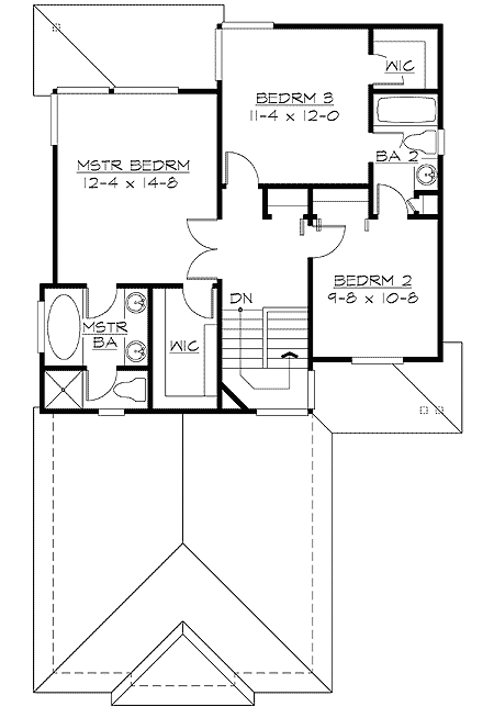 Plan 23002JD: Compact Contemporary Craftsman Home Plan Under 1600 Square Feet - Floor Plan - 2nd Floor - Contemporary, Craftsman, Northwest