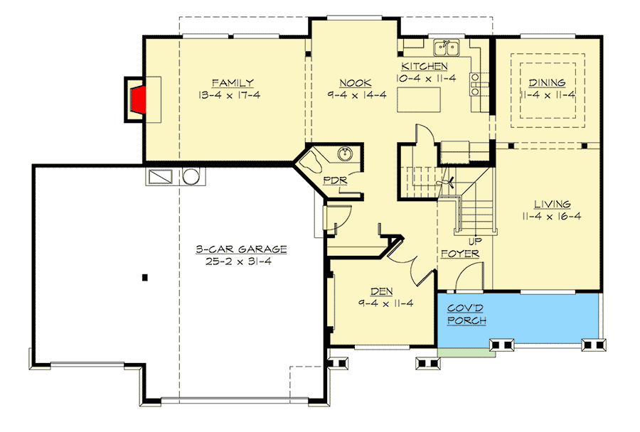 Plan 23027JD: Craftsman House Plan with Formal and Informal Living Spaces - Floor Plan - Main Level - Craftsman, Northwest