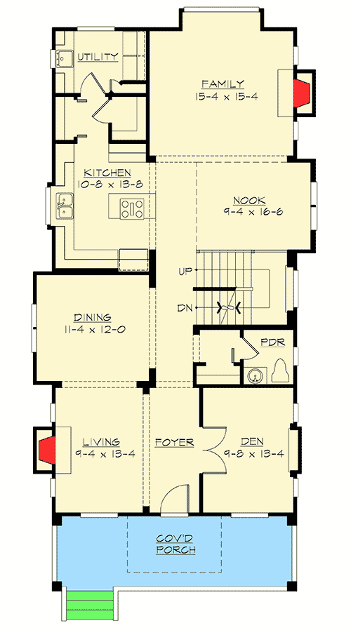 Plan 23037JD: Classic Craftsman Styling with Drive-Under Garage - Floor Plan - Main Level - Craftsman, Northwest