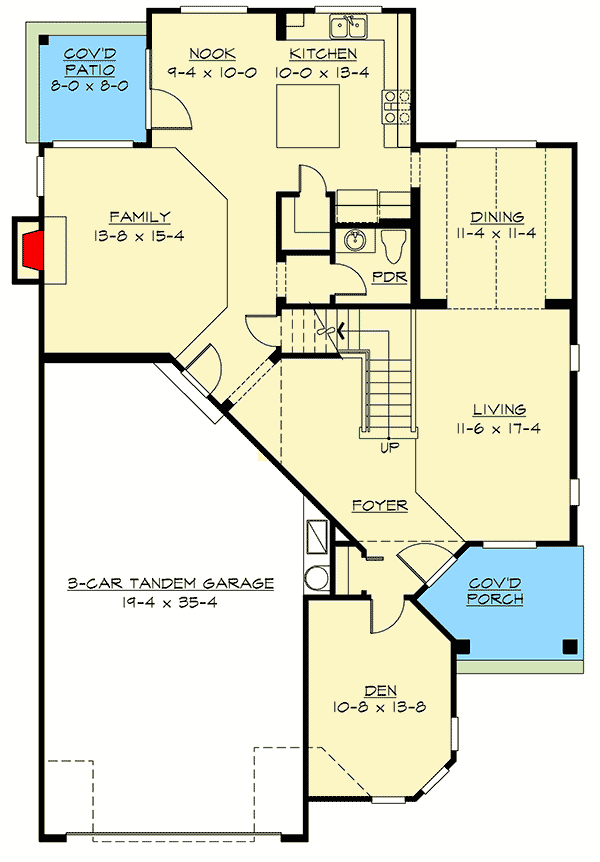 Plan 2305JD: Craftsman Home Plan with Many Options - Floor Plan - Main Level - Craftsman, Northwest