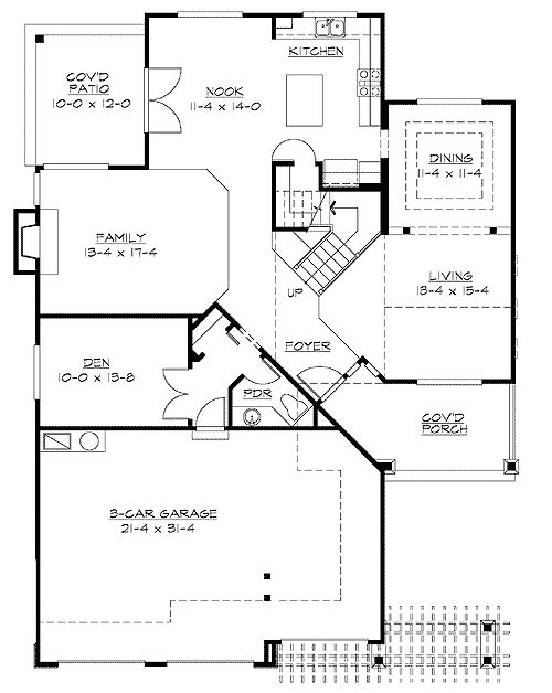 Plan 23050JD: Spacious Home Plan in Two Sizes - Floor Plan - Main Level - Craftsman, Northwest