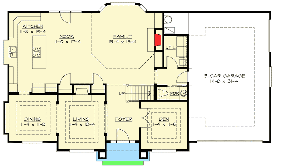 Plan 23053JD: Multiple Exterior Options - Floor Plan - Main Level - Craftsman, Northwest