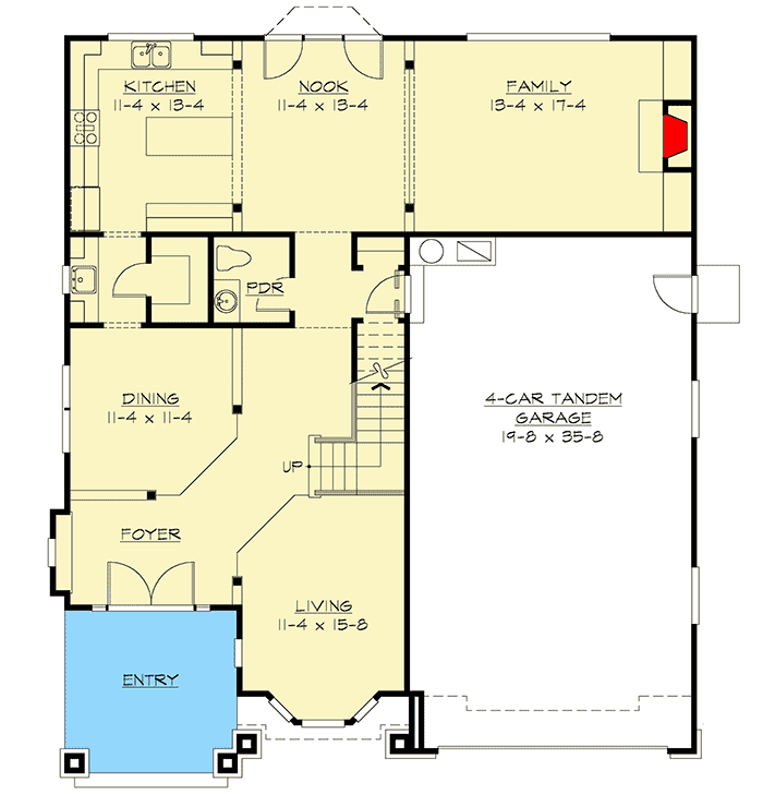Plan 23062JD: Stunning Craftsman Home Plan - Floor Plan - Main Level - Craftsman, Northwest