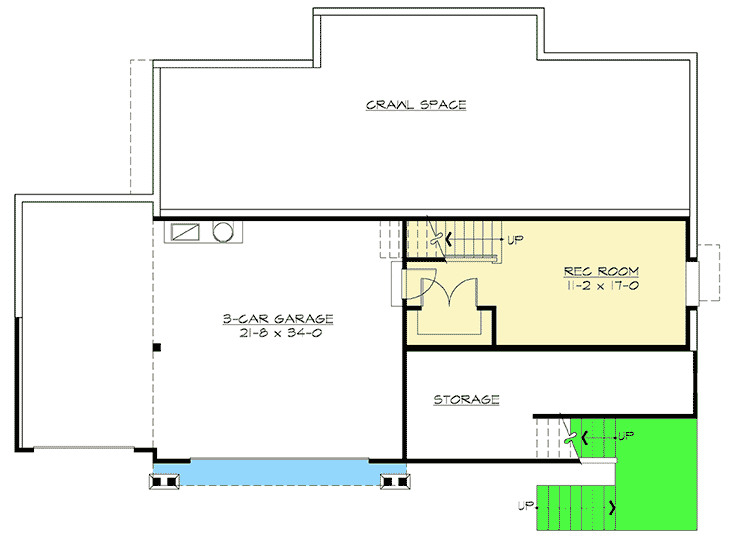 Plan 23064JD: Open Floor Plan with Garage Options - Floor Plan - Lower Level - Craftsman, New American, Northwest