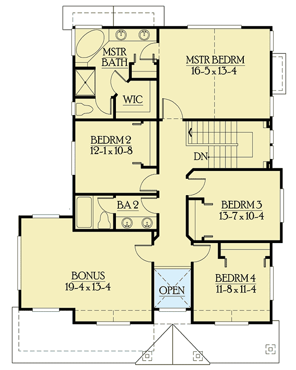 Plan 23073JD: 4-Bed New American Home Plan with Vaulted Master Bedroom - Floor Plan - 2nd Floor - Country, Craftsman, New American, Northwest