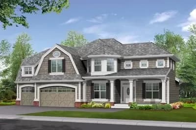 Stately Shingle Style Home Plan with Options
