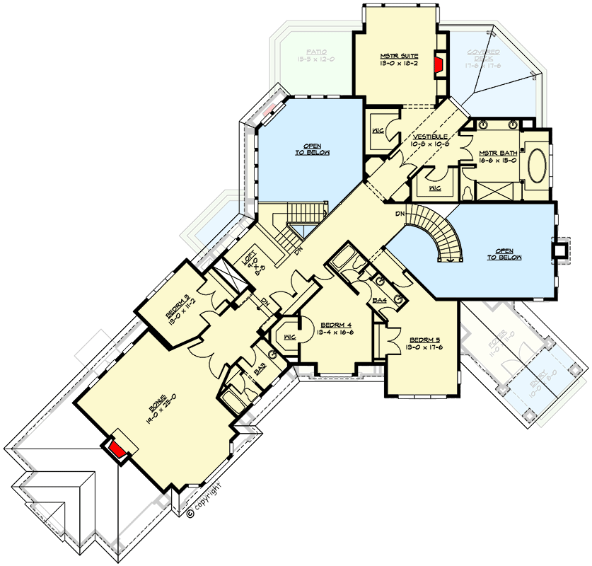 Plan 2309JD: Luxury Craftsman House Plan - Floor Plan - 2nd Floor - Craftsman, Mountain, Northwest, Rustic, Traditional