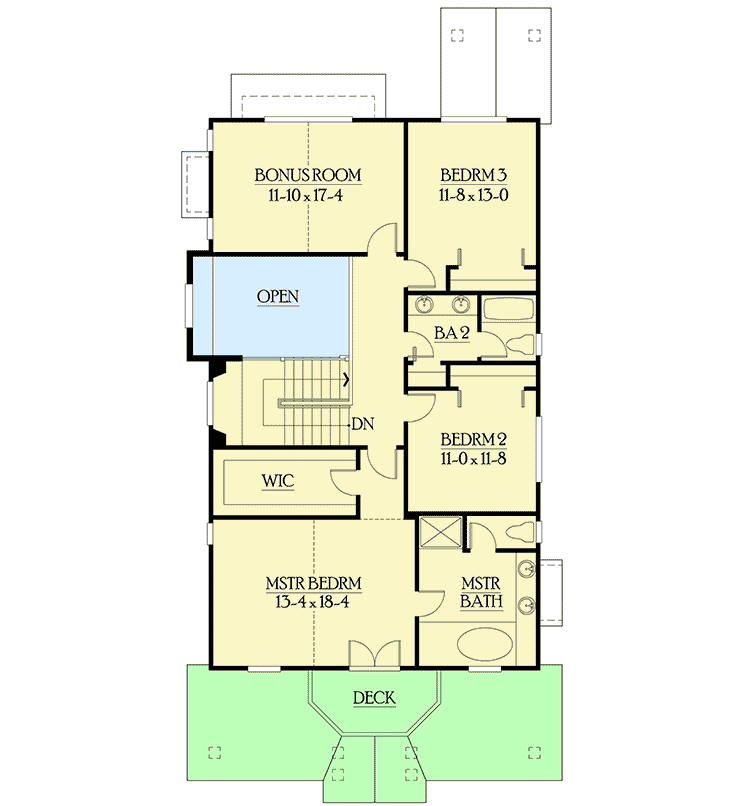 Plan 23091JD: Country Charm for Narrow Lots - Floor Plan - 2nd Floor - Country, Craftsman, Northwest