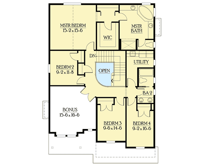 Plan 23092JD: Compact Footprint with Open Living Spaces - Floor Plan - 2nd Floor - Craftsman, Northwest, Rustic