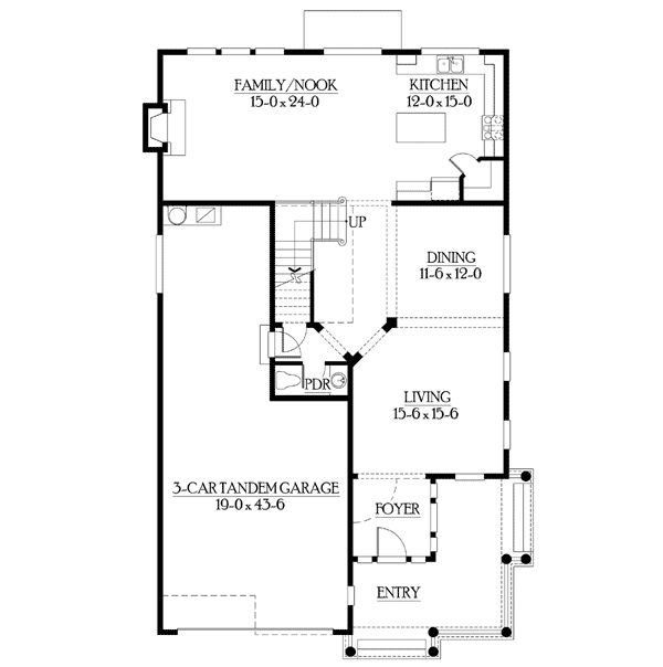 Plan 23095JD: Compact Footprint with Great Style - Floor Plan - Main Level - Country, Craftsman, Northwest